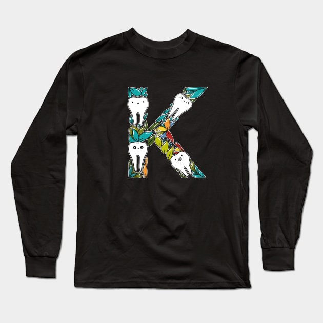 Letter K Long Sleeve T-Shirt by Happimola